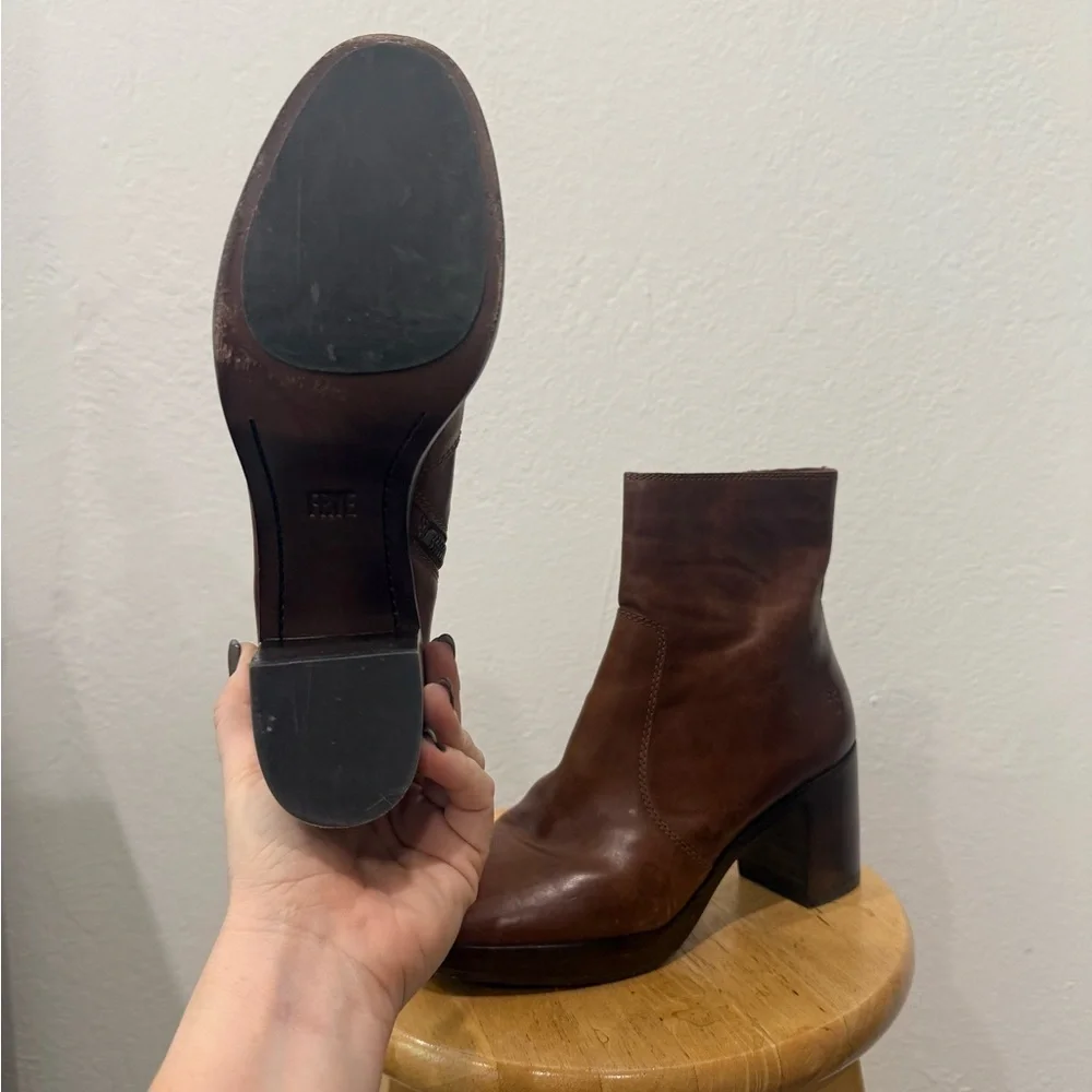 Frye Joan Campus Boot in size 8 Brown Leather